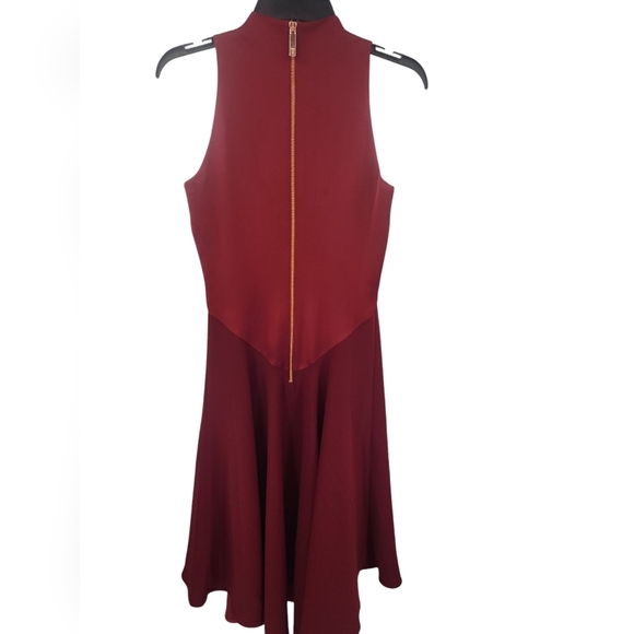 Ted‎ Baker Dress Kandal Midi High Low Fit and Flare in Burgundy 1 XS - Picture 6 of 7